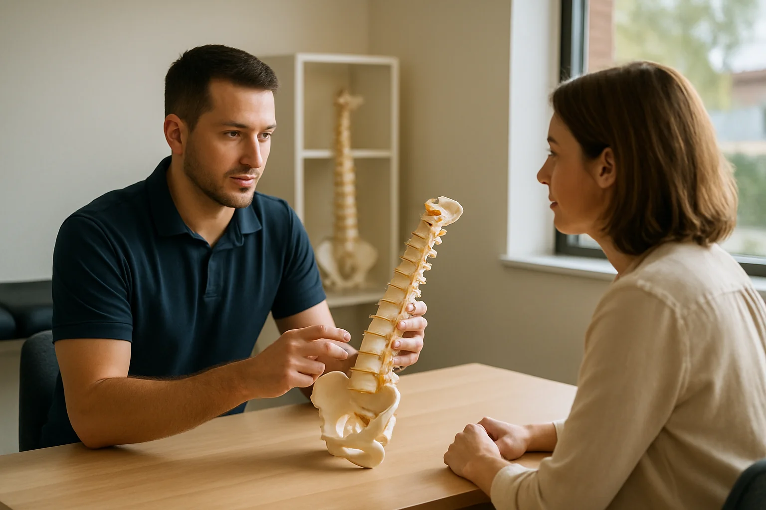 Chiropractor evaluating sciatica patient at Quality Life Chiropractic in Overland Park, KS