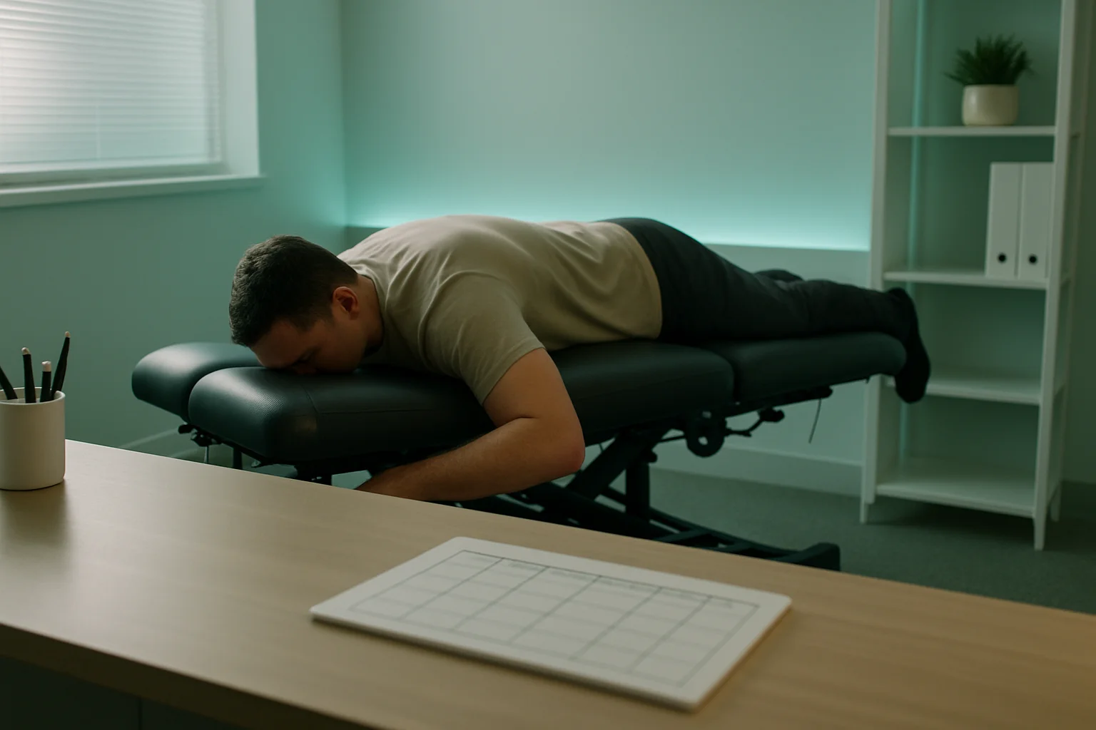 Dr. Nave reviewing a chiropractic treatment plan with a patient at Quality Life Chiropractic in Overland Park