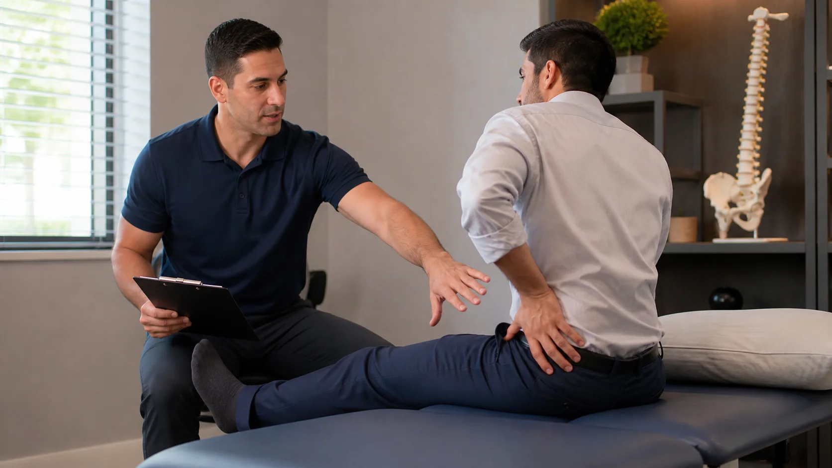 Patient with sciatica receiving chiropractic evaluation — Quality Life Chiropractic Overland Park